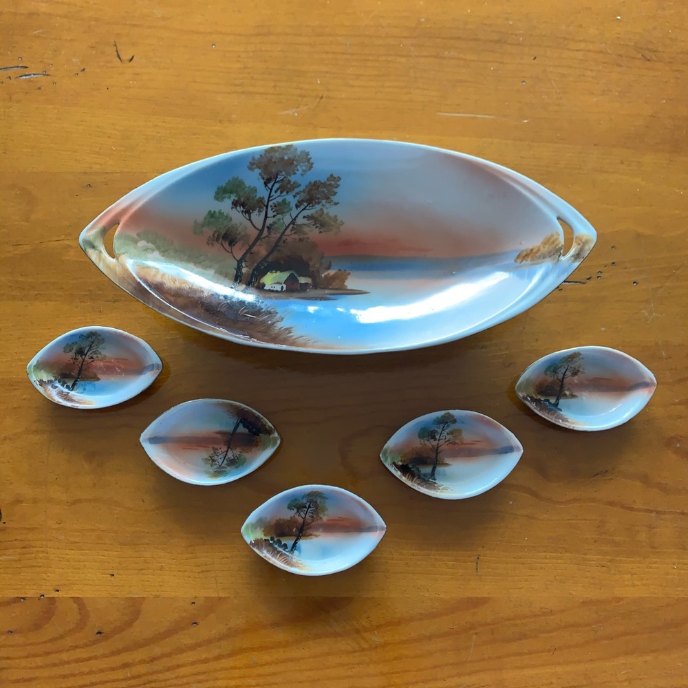 Vintage Chikaramachi Celery Dish & 5 Salt Dips